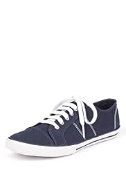 Lace-Up Contrast Stitch Canvas Shoes