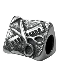 Genuine Zable (TM) Product. 925 Sterling Silver Comb And Scissor Bead Charm. 100% Satisfaction Guaranteed.