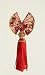 Asian Fusion Red Oriental Double Hand Fan with Tassesl Christmas Ornament 7"