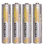 Hitech - 4 Rechargeable AAA Batteries (Ni-Mh, 850mAh). ****FREE Battery Case****