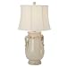 Large Cream Urn Table Lamp in Crackle Off White