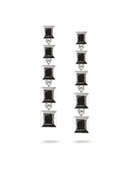 2.60 Cts Black Diamond Five Stone Journey Dangle Earrings in 14K White Gold