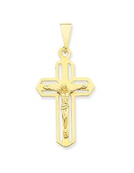 14k Yellow Gold Polished Cut-Out Crucifix Cross Pendant