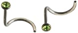 Nose pins - Surgical Steel 316L - FREE Super Saver shipping - twirl pins with Peridot crystal - in a attractive packaging - Beautiful and safe to wear nose pin with swarovski diamond