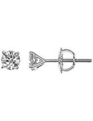 Round Brilliant Cut Diamond Stud Earrings 4-prong Martini 14k White Gold ( 0.69 Carat, SI Clarity, F Color)
