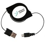 UltimateAddons 1.8 metre extra long retractable Sync and Charge USB Cable for HTC Desire HD