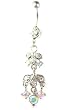 Stainless Steel Flower Belly Ring with Clear CZ