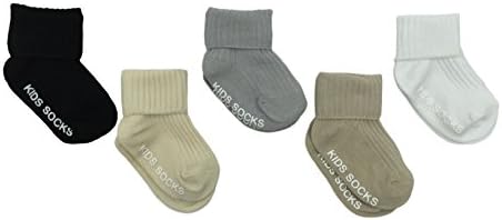 Petescilla Unisex-Baby Knitted Seamless Socks Turn Cuff Bootie Non-Skid 6 Pack