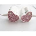 White Crystal Candy Earbuds - Earphones w/ Pink Jewels