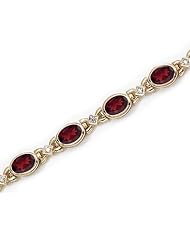 14K Yellow Gold Oval Garnet and Diamond Bracelet
