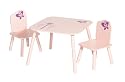 KIDS Room Furniture: Pretty Pink Butterfly Children's Girl's Wooden 2 x Chairs and Table Seatings Set