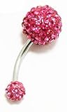 Body Jewelry - Disco Ball Pink Bellybutton Ring (14g) - Navel Ring (1pc)