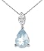 9ct White Gold Ladies 0.7ct Aquamarine Peardrop/Diamond Set Pendant & Chain