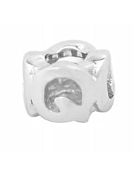 De Buman Sterling Silver Letter Q Charm Bead-fits Pandora, Troll & Chamilia European Charm Bracelets