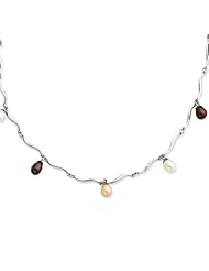 Sterling Silver Multicolor Freshwater Pearl Necklace - 17 Inch
