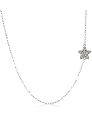 Sterling Silver Cubic Zirconia Star Side Station Necklace, 18"
