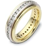 6mm Designer 14 Karat Two-Tone Gold SPINNING Diamond Eternity Band Ring