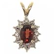 New Red Oval Shape Garnet Diamond Yellow Gold 10K Pendant