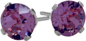 0.90Ct. Genuine 5mm Round Amethyst 14 Karat White Gold Stud Earrings