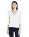 Three Dots Women's Deep V Neck 3/4 Sleeve Tee