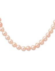 Sterling 20in Silver 7-8mm Pink Freshwater Cultured Pearl Necklace.