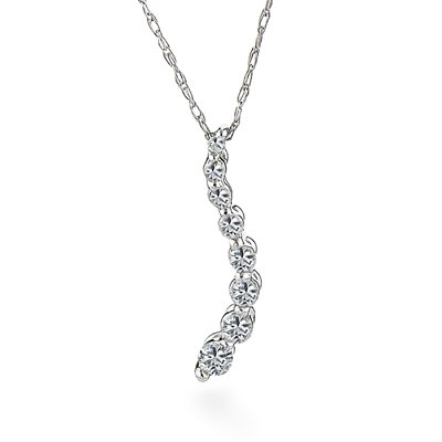 10K White Gold 0.15ctw. Journey Diamond Pendant with 18 Chain