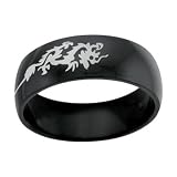 Black 316L Stainless Steel Ring with Dragon Design