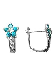 December Birthstone Flower Gemstone Huggie Earrings 925 Sterling Silver With Secure Lever Back - Jewelry At Cost