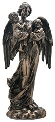 Classical Style Guardian Angel Figurine - Cold Cast Resin - 11'' x 4.5'' Dimension