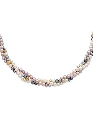 14k Yellow Gold 18in 6-6.5mm Multicolor Freshwater Cultured Pearl Necklace.