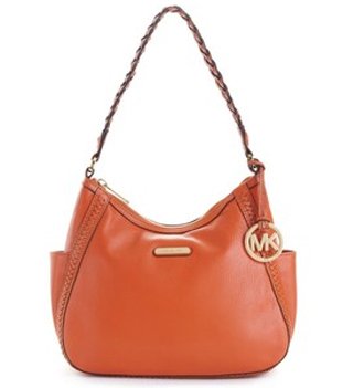 Michael Kors Whipped Medium Top Zip Shoulder Hobo Bag Purse Burnt Orange