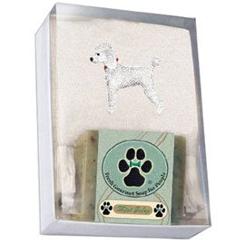Single Gift Box with Poodle White Soap and Towel