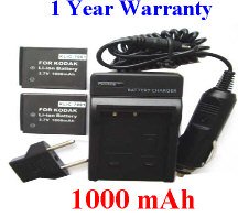 Nextop-2 Packs Kodak KLIC-7001, K7001-C Brand New 1000mAh COMPATIBLE Battery + 1 Compatible Wall & Car Charger (FREE European Adaptor) for EasyShare M753, M853, M863, V550, V570, V610, V705