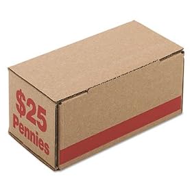 PM Company 61001 - Corrugated Cardboard Coin Storage w/Denomination Printed On Side, Red-PMC61001