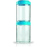 BlenderBottle GoStak Twist n' Lock Storage Jars, 150cc 2-Pak, Aqua
