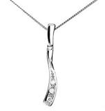 Image of 9ct White Gold Ladies Diamond Twisted Bar Pendant & Chain