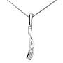 9ct White Gold Ladies Diamond Twisted Bar Pendant & Chain