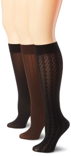 Anne Klein Women's 3 Pack Diamond Stripe Trouser Sock