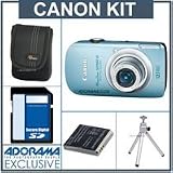 Canon PowerShot SD960 IS Compact Digital ELPH Camera Kit, Blue with 4GB SD Memory Card, Spare NB-4L Type Lithium-ion Battery, Camera Case, Table Top Tripod