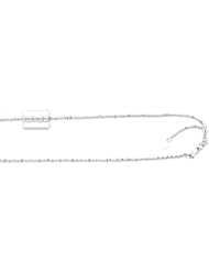 14kt White Gold 22 Inch Diamond Cut Adjustable Sparkle Chain with Lobster Clasp and Small Heart Charm