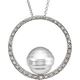 14k Wht Gold S. Sea Cult. Pearl Diamond 13 Circle/ 1/4ct