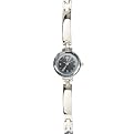 Womens's Round Faceted Bracelet Watch w/Cross - Black/Silver