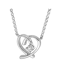 (X1000Diamond) 18K/750 White Gold Heart Solitaire Round Diamond Necklace 16" (0.05cttw, G-H Color, VS2-SI1 Clarity)