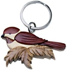 Handmade Wooden Chickadee Keychain