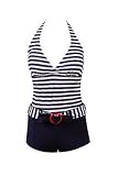 Womens Marina West Two Piece Boyshorts Tankini Swimsuit, Navy & White Strip