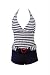 Womens Marina West Two Piece Boyshorts Tankini Swimsuit, Navy & White Strip