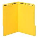 Globe-Weis Fastener Folders, 1/3 Cut, Reinforced Tab, 2 Fasteners, Legal Size, Yellow, 50 Folders Per Box (27940)
