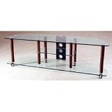 TV Stand with AV Shelves for up to 60 Plasma, LCD or DLP TVs (Walnut/Clear Glass) (19.7 H x 62.9 W x 18.9 D)