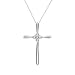 Cross Necklace With Genuine Diamonds Crafted in White Gold Length 18in