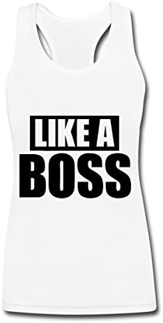 Ehowkj Women's Contton Graphic Like A Boss Tank Top White M